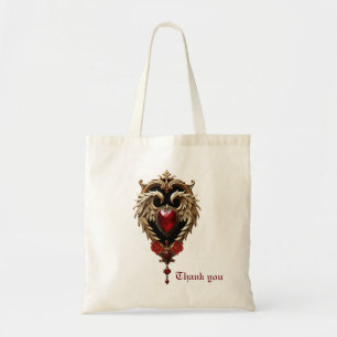 The gothic heart of fire and gold tote bag