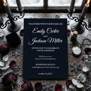 The Gothic Navy: Foil Navy Blue Wedding Invitation