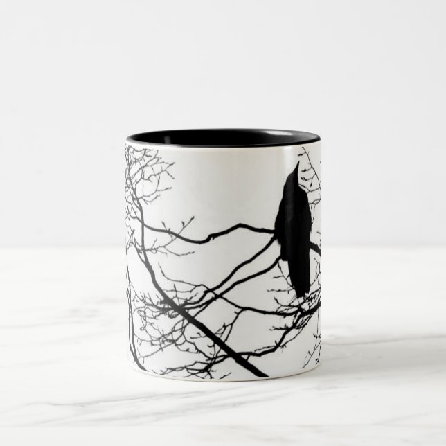 The Gothic Raven in a Tree Two-Tone Coffee Mug (Center)