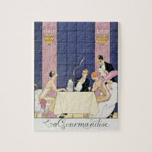 The Gourmands, 1920-30 (pochoir print) Jigsaw Puzzle