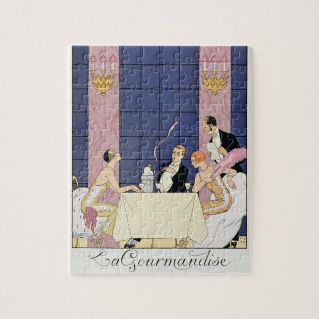 The Gourmands, 1920-30 (pochoir print) Jigsaw Puzzle (Vertical)