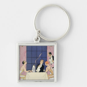 The Gourmands, 1920-30 (pochoir print) Keychain