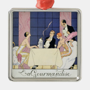 The Gourmands, 1920-30 (pochoir print) Metal Ornament