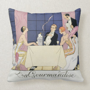 The Gourmands, 1920-30 (pochoir print) Throw Pillow