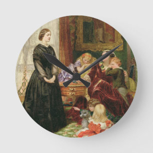 The Governess, 1860 (oil on canvas) Round Clock