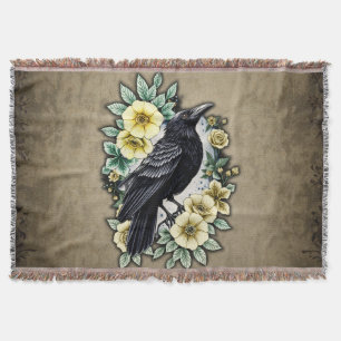 The grace and elegance of the raven. throw blanket