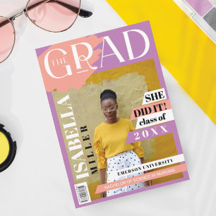 The Grad Fun Trendy Graduate Photo Magazine Cover Announcement