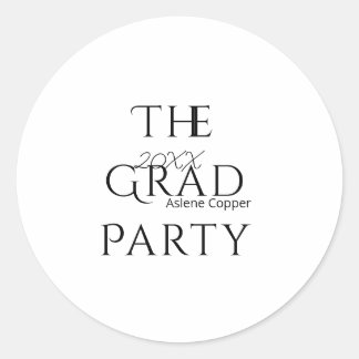 The grad party name 20XX bold letter graduatsimple Classic Round Sticker