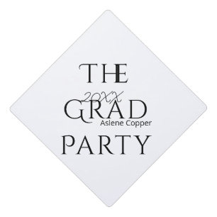 The grad party name 20XX bold letter graduatsimple Graduation Cap Topper