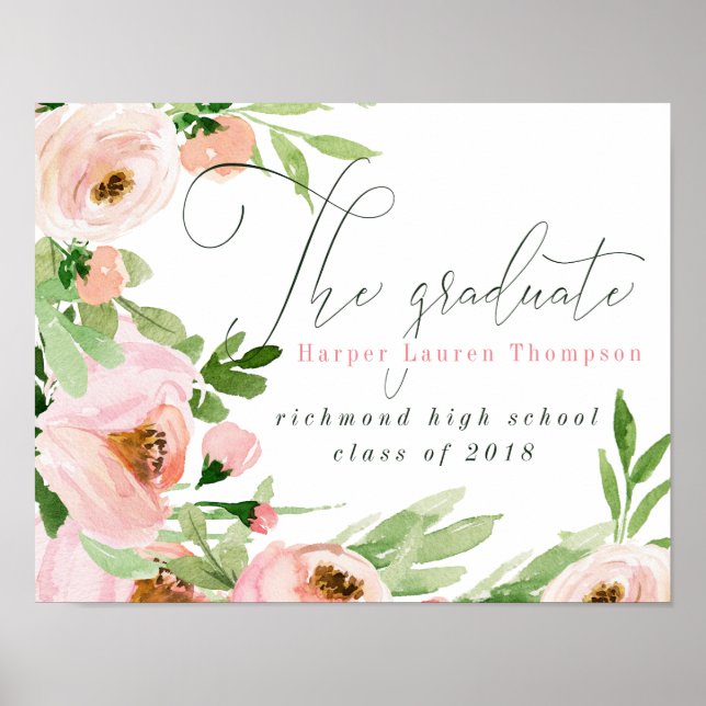 THE GRADUATE BLUSH WATERCOLOR FLORAL POSTER (Front)