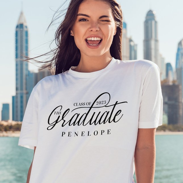 The Graduate Modern Script Class of 2022 Grad Name T-Shirt (Creator Uploaded)
