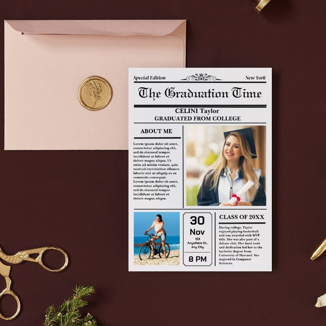 The Graduation News! Printable Newspaper Keepsake Invitation (The Graduation News! Printable Newspaper Keepsake Invitation)