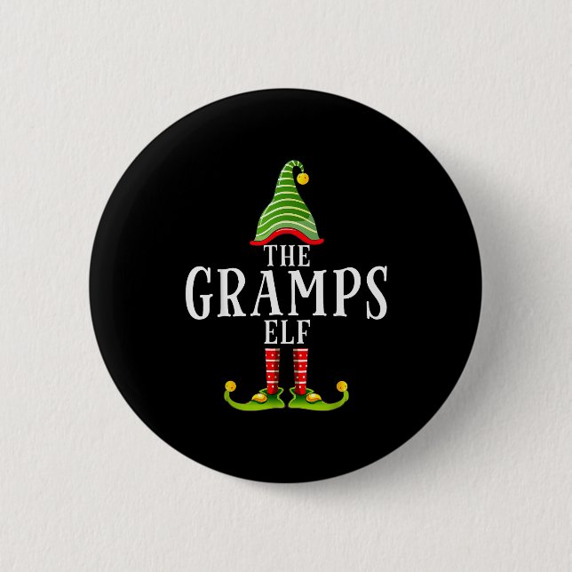 The Gramps Elf Funny Matching Pajama Xmas  2 Inch Round Button (Front)