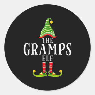 The Gramps Elf Funny Matching Pajama Xmas  Classic Round Sticker