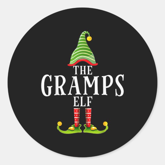 The Gramps Elf Funny Matching Pajama Xmas  Classic Round Sticker (Front)