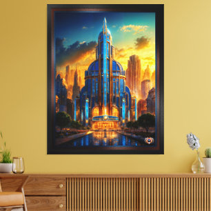 The Grand Art Deco Blue Plaza Pavilion by Xzendor7 Canvas Print