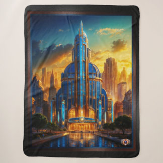 The Grand Art Deco Blue Plaza Pavilion by Xzendor7 Sherpa Blanket