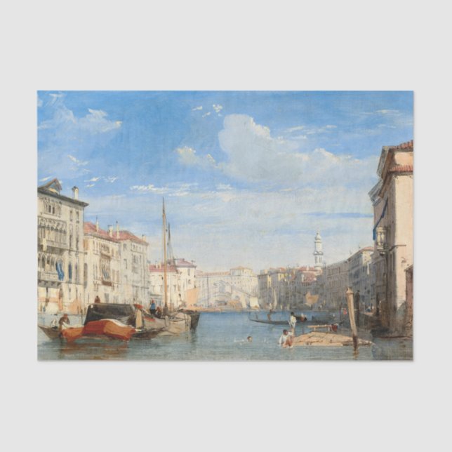 The Grand Canal, 1827 by Richard Parkes Bonington Tissue Paper (Front)