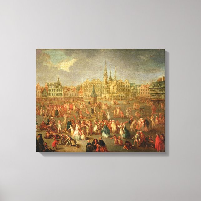 The Grand Place during Mardi Gras, Cambrai, 1765 Canvas Print (Front)