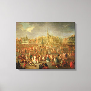 The Grand Place during Mardi Gras, Cambrai, 1765 Canvas Print