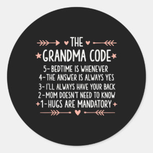 The Grandma Code Grandma Funny Grandmother Classic Round Sticker