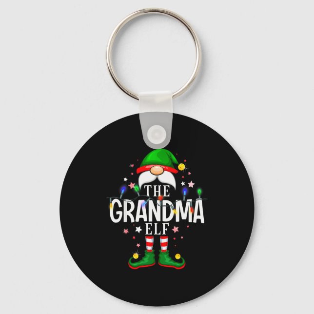 The Grandma Elf Christmas Family Pajama Party  Keychain (Front)