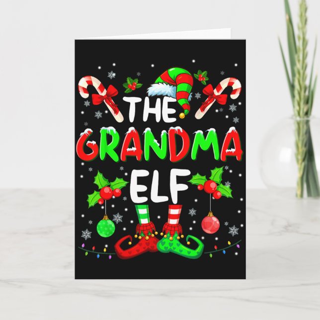The Grandma Elf Costume Pajamas Pjs Christmas Xmas Card (Front)