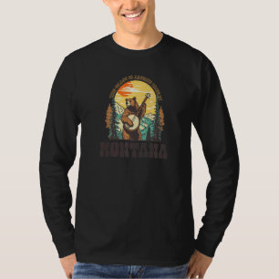 The Grass Is Blue In Montana Vintage Bear Banjo Pl T-Shirt