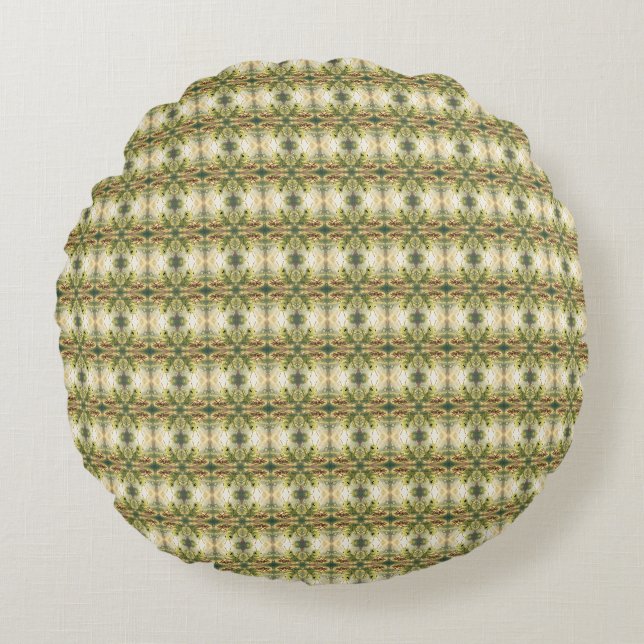 The Grasshopper and the Nectar Artwork Round Pillow (Front)
