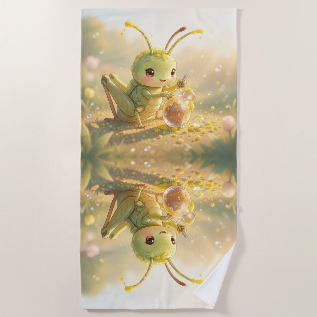The Grasshopper and the Nectar Masterpiece Beach Towel (Front)