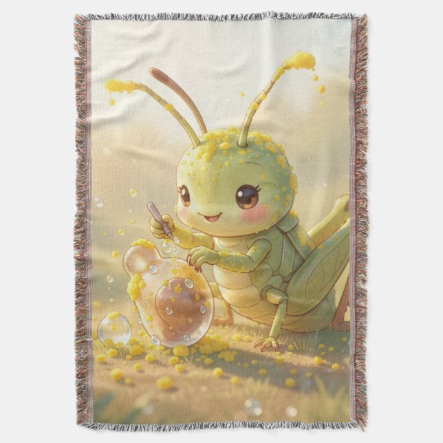 The Grasshopper and the Nectar Masterpiece Throw Blanket (Front Vertical)