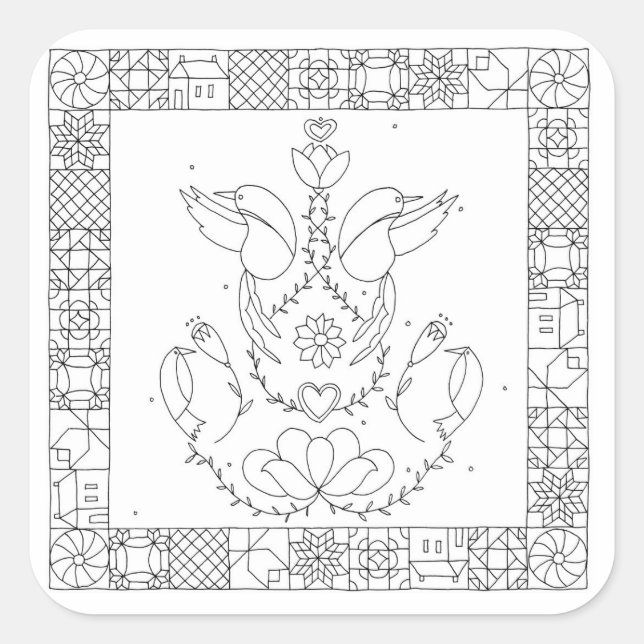 The Grasshopper - Sarah Fielke BOM 2018 Square Sticker (Front)