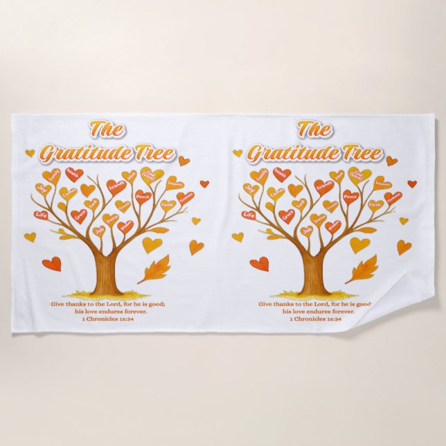 'The Gratitude Tree' Beach Towel (Front)