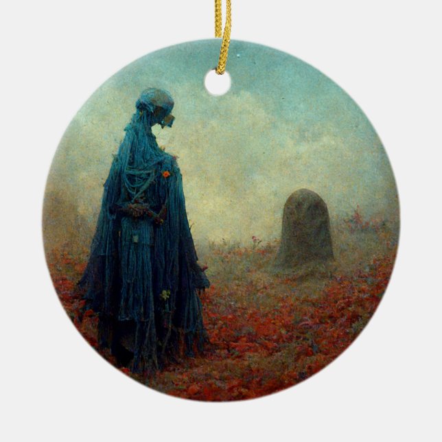 The Grave Surreal Sci-Fi Fantasy Alien Ceramic Ornament (Front)