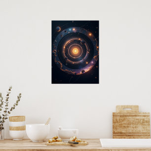The Gravity of Shapes – Cosmic Geometric Abstract Poster