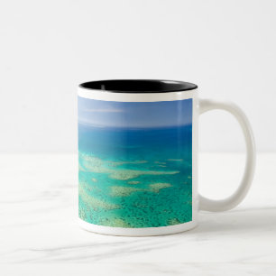 The Great Barrier Reef, aerial view of Green 2 Two-Tone Coffee Mug