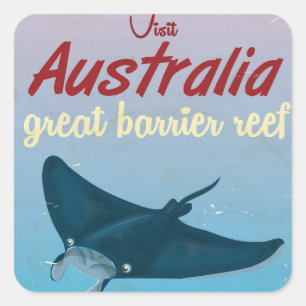The Great Barrier Reef, Australia Travel poster Square Sticker