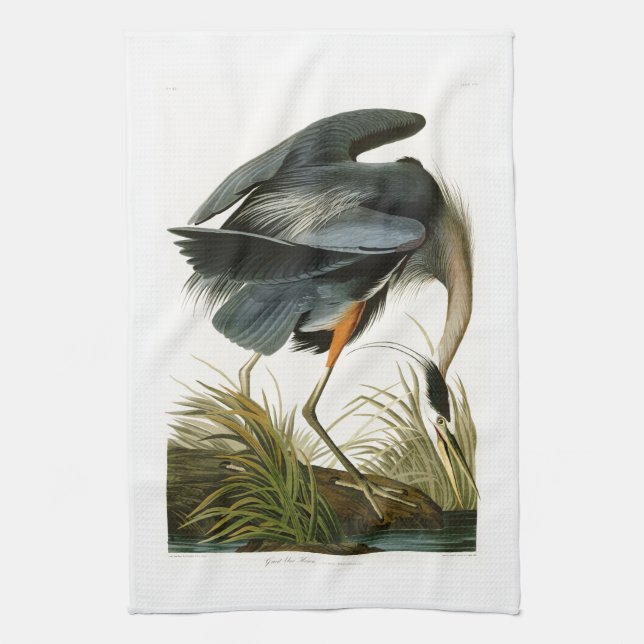 The Great Blue Heron John Audubon Birds of America Kitchen Towel (Vertical)