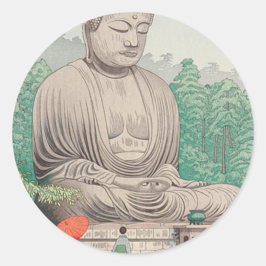The Great Buddha at Kamakura FUJISHIMA TAKEJI Classic Round Sticker