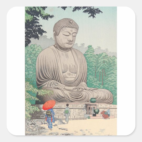 The Great Buddha at Kamakura FUJISHIMA TAKEJI Square Sticker