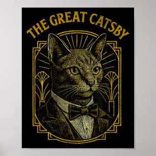 The Great Catsby Funny Retro Art Deco Cat Design Poster