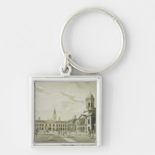 The Great Court Yard, Dublin Castle, 1792 (engravi Keychain