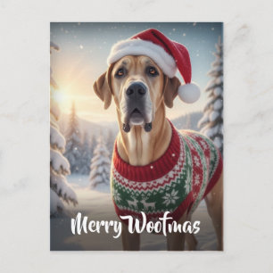 The Great Dane Dog Merry Woofmas Holiday Postcard
