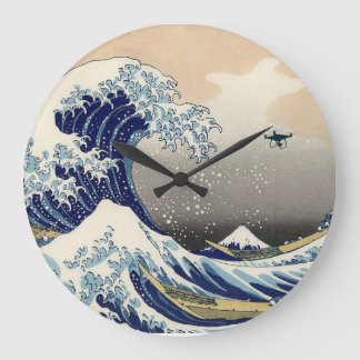 The Great Drone Wave Off Kanagawa Large Clock