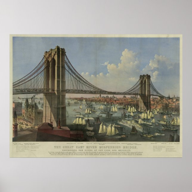 The Great East River Suspension Bridge Poster (Front)