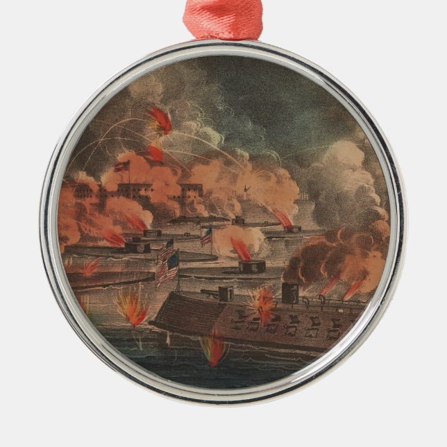 The Great Fight At Charleston 1863 Civil War Metal Ornament (Front)