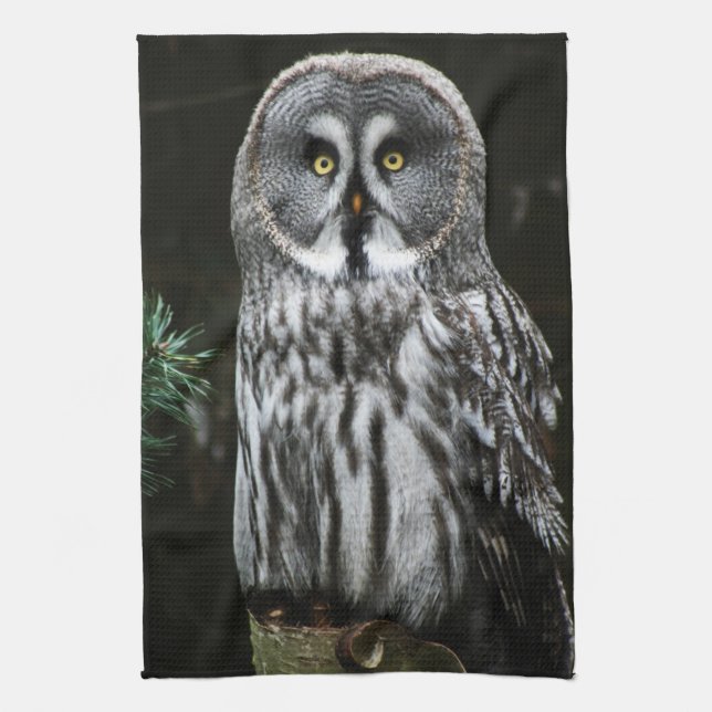 The Great Grey Owl ktcnm Kitchen Towel (Vertical)