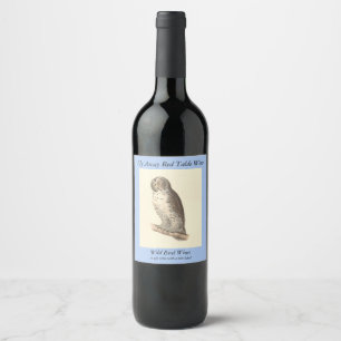 The Great Grey Owl (Strix nebulosa) NY Bird Image Wine Label