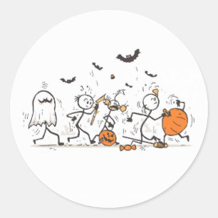 The Great Halloween Candy Fight – Playful Stick Classic Round Sticker