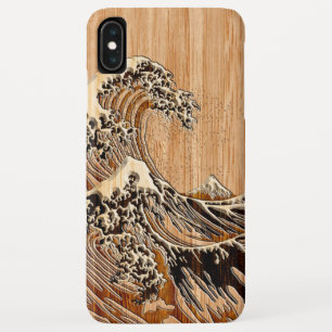 The Great Hokusai Wave Bamboo Wood Inlay Style iPhone XS Max Case